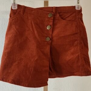 btween Rust Corduroy Button Skirt